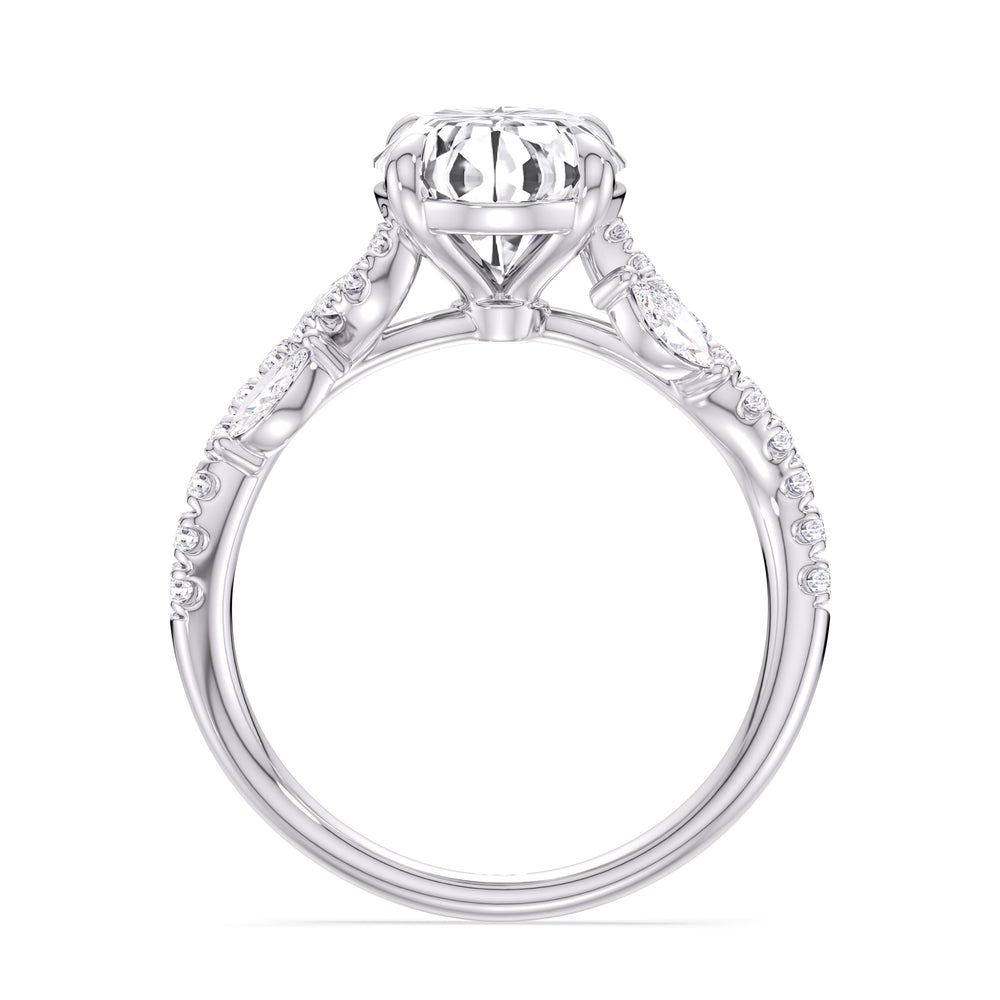 Timeless Vine Pave Engagement Ring with Oval Cut Diamond in 14KT Platinum view 4
