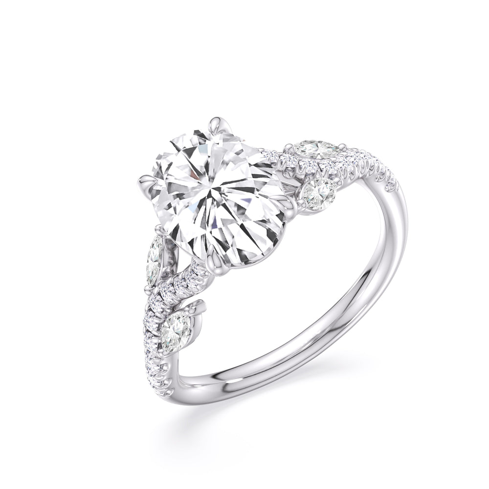 Timeless Vine Pave Engagement Ring with Oval Cut Diamond in 14KT Platinum view 5

