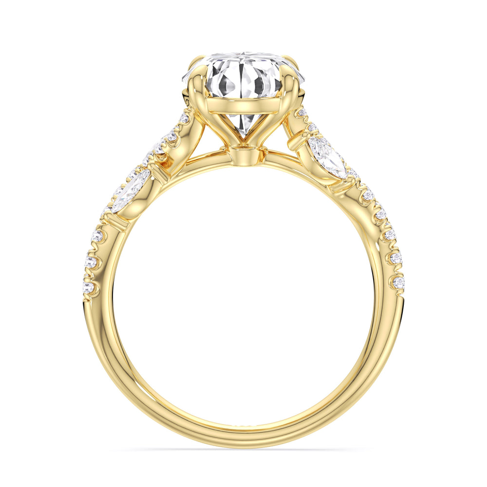 Timeless Vine Pave Engagement Ring with Oval Cut Diamond in 14KT Yellow Gold view 4
