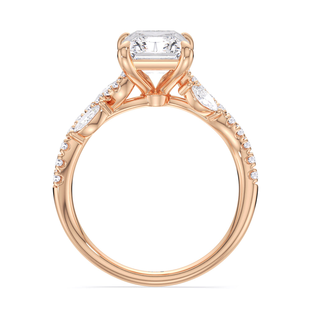 Timeless Vine Pave Engagement Ring with Radiant Cut Diamond in 14KT Rose Gold view 4
