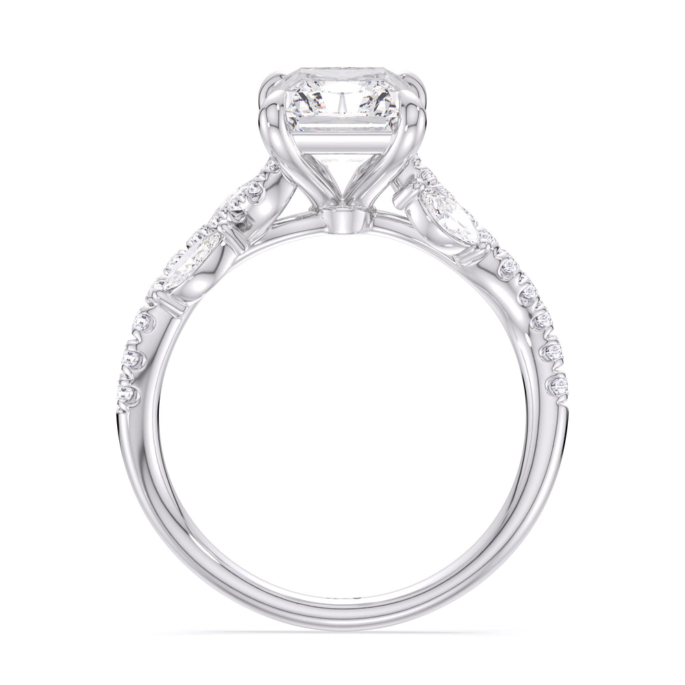 Timeless Vine Pave Engagement Ring with Radiant Cut Diamond in 14KT Platinum view 4
