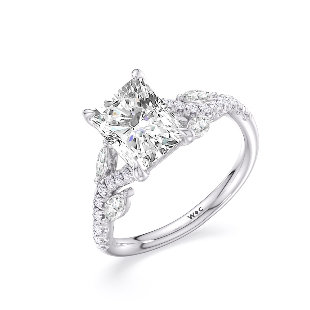 Timeless Vine Pave Engagement Ring with Radiant Cut Diamond in 14KT Platinum view 5
