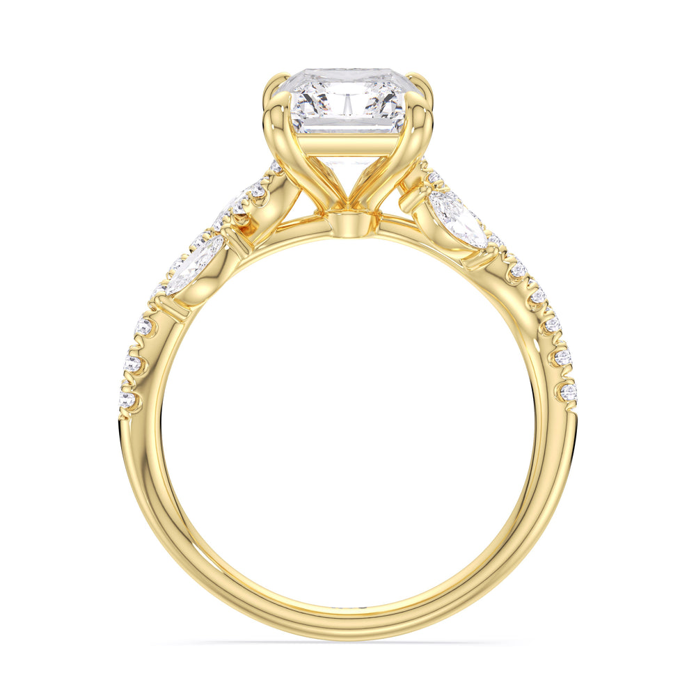 Timeless Vine Pave Engagement Ring with Radiant Cut Diamond in 14KT Yellow Gold view 4
