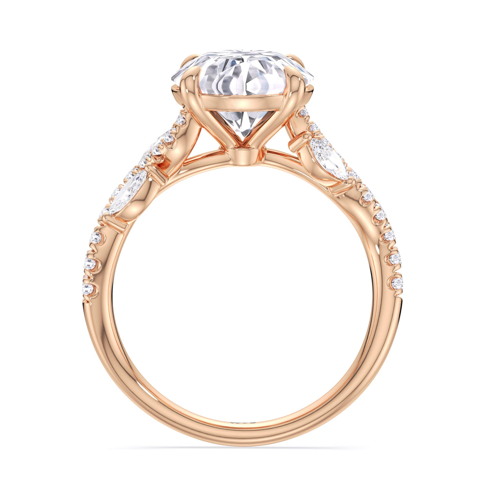 Timeless Vine Pave Engagement Ring with Round Cut Diamond in 14KT Rose Gold view 4

