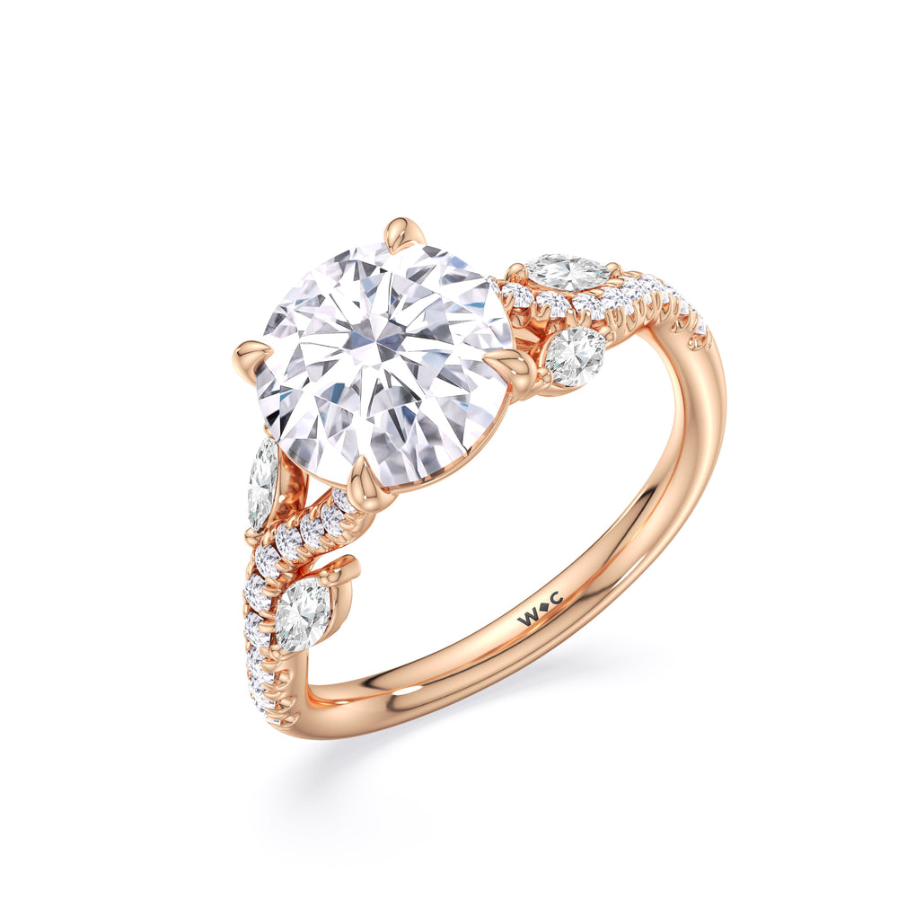Timeless Vine Pave Engagement Ring with Round Cut Diamond in 14KT Rose Gold view 5
