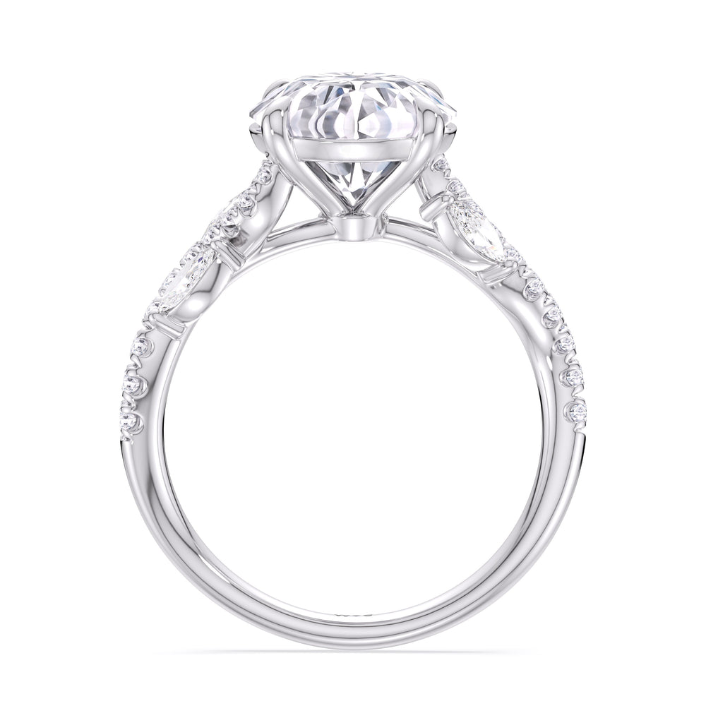 Timeless Vine Pave Engagement Ring with Round Cut Diamond in 14KT Platinum view 4
