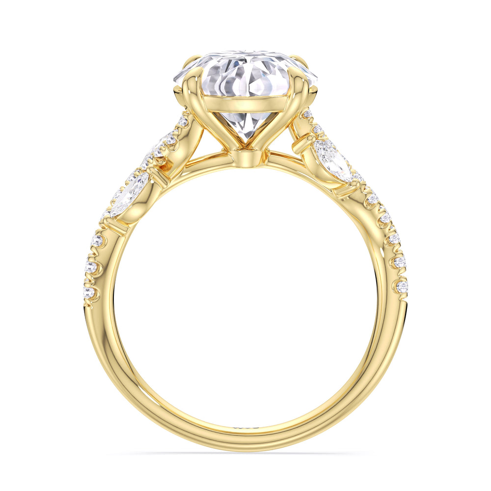 Timeless Vine Pave Engagement Ring with Round Cut Diamond in 14KT Yellow Gold view 4
