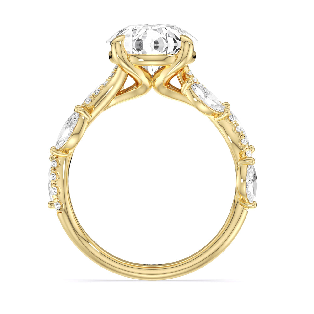 Rustic Vine Split Shank Engagement Ring with Round Cut Diamond in 14KT Yellow Gold view 4
