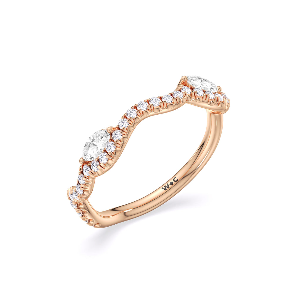 Rustic Vine Split Shank Diamond Wedding Band with 18KT Rose Gold Cut Diamond in 14KT Rose Gold view 6
