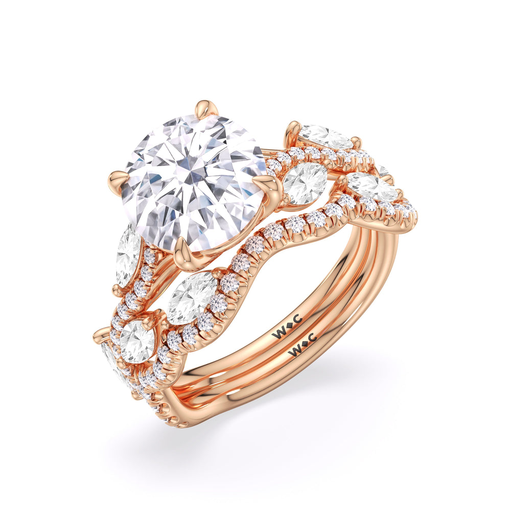Rustic Vine Split Shank Engagement Ring with Round Cut Diamond in 14KT Rose Gold view 6
