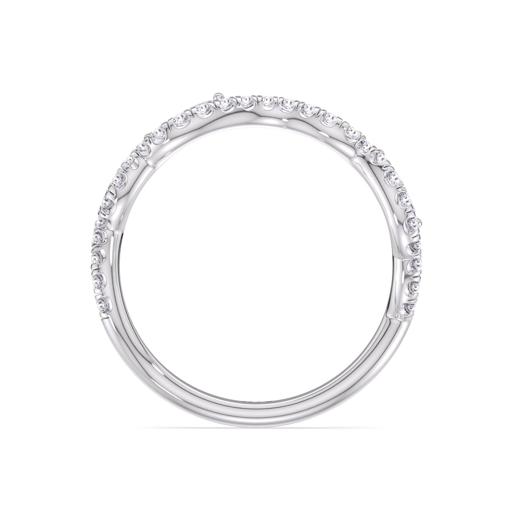 Rustic Vine Split Shank Diamond Wedding Band with Platinum Cut Diamond in 14KT Platinum view 4
