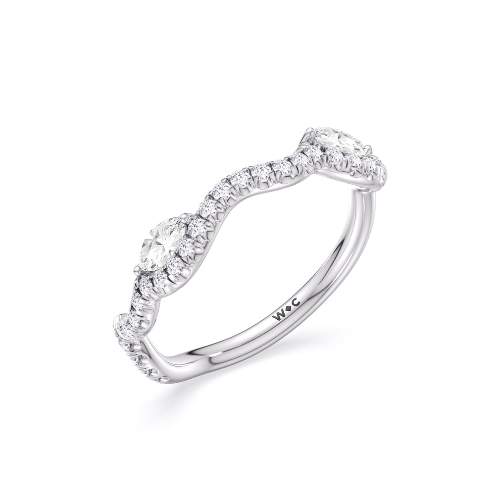 Rustic Vine Split Shank Diamond Wedding Band with Platinum Cut Diamond in 14KT Platinum view 6
