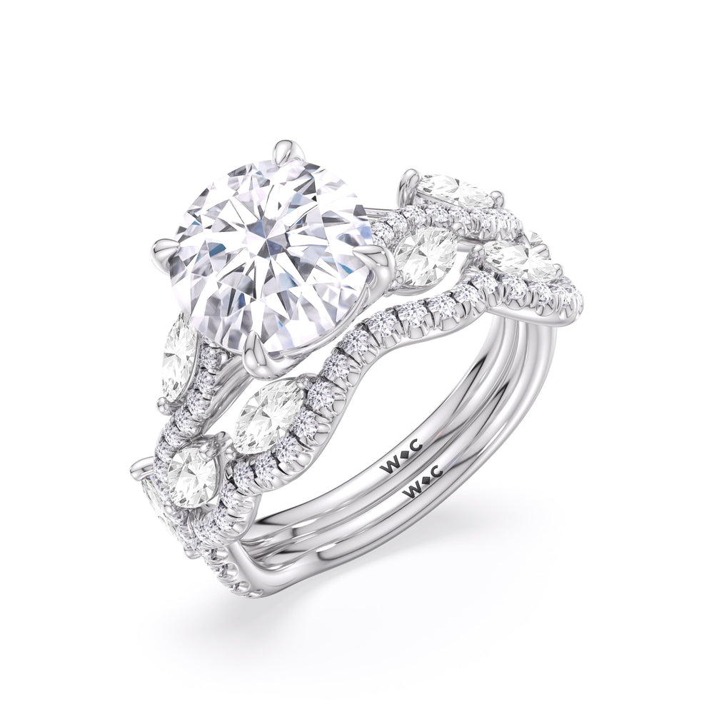 Rustic Vine Split Shank Engagement Ring with Cushion Cut Diamond in 14KT Platinum view 6
