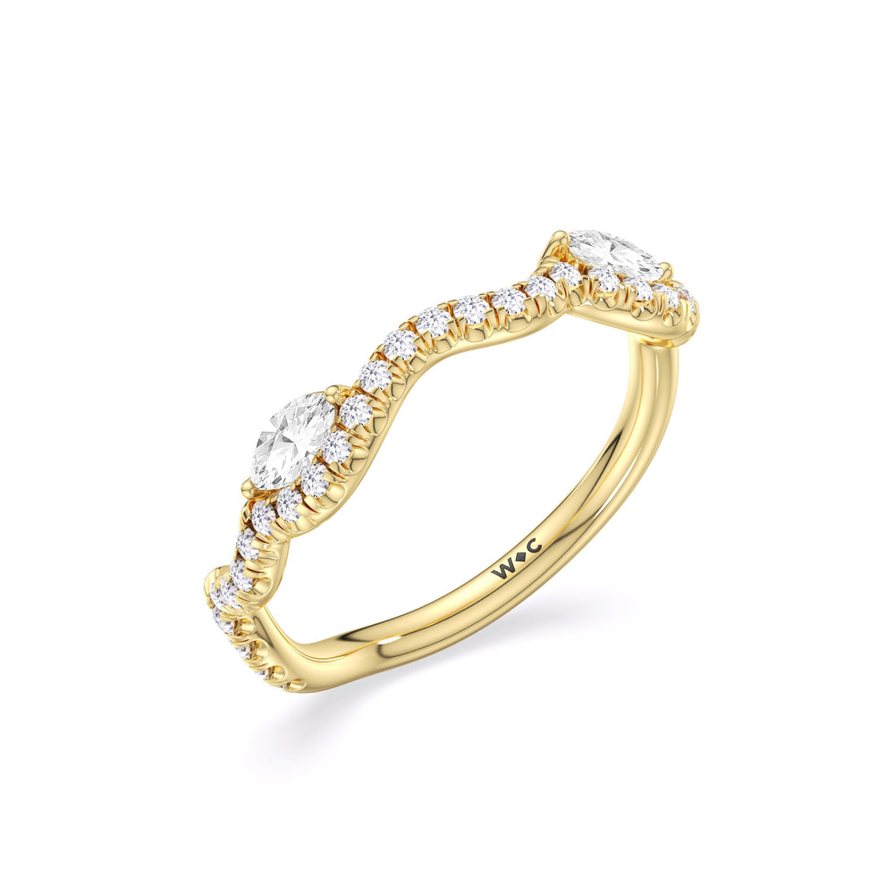 Rustic Vine Split Shank Diamond Wedding Band with 18KT Yellow Gold Cut Diamond in 14KT Yellow Gold view 6
