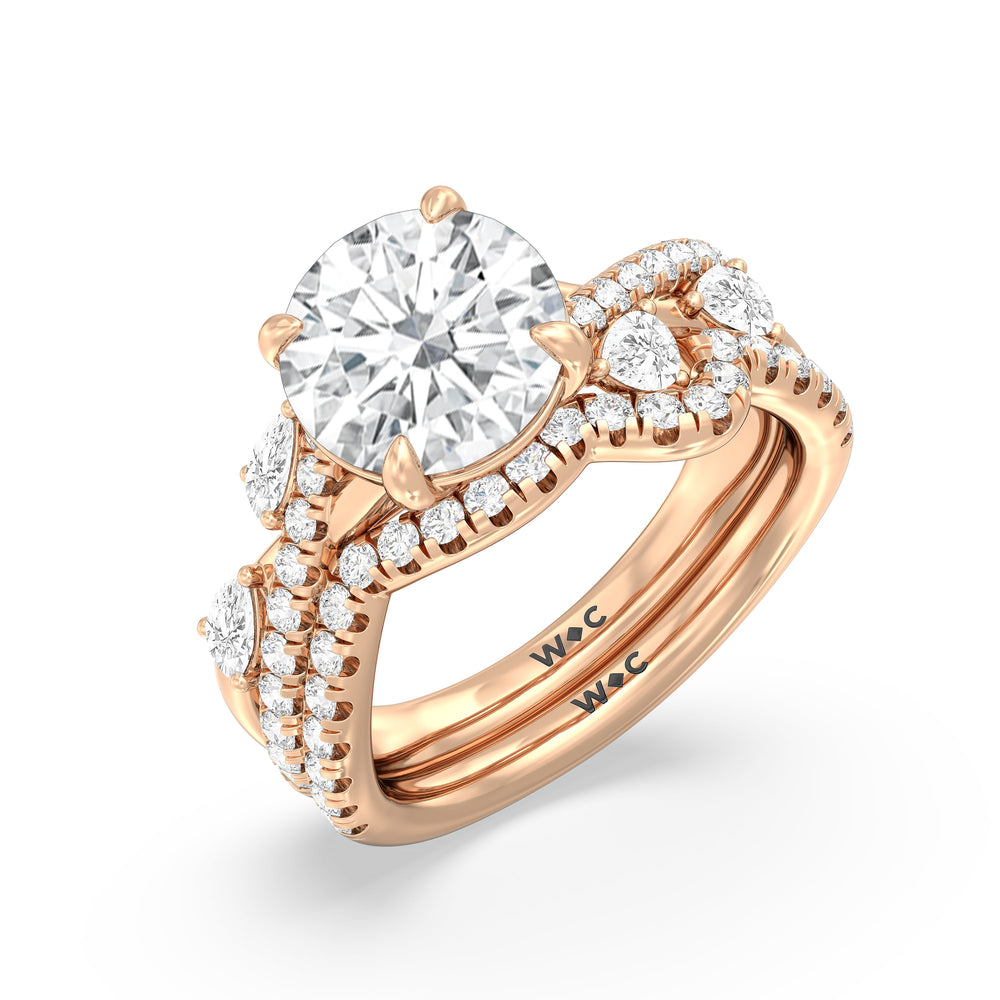 Regal Vine Engagement Ring with Cushion Cut Diamond in 14KT Rose Gold view 4
