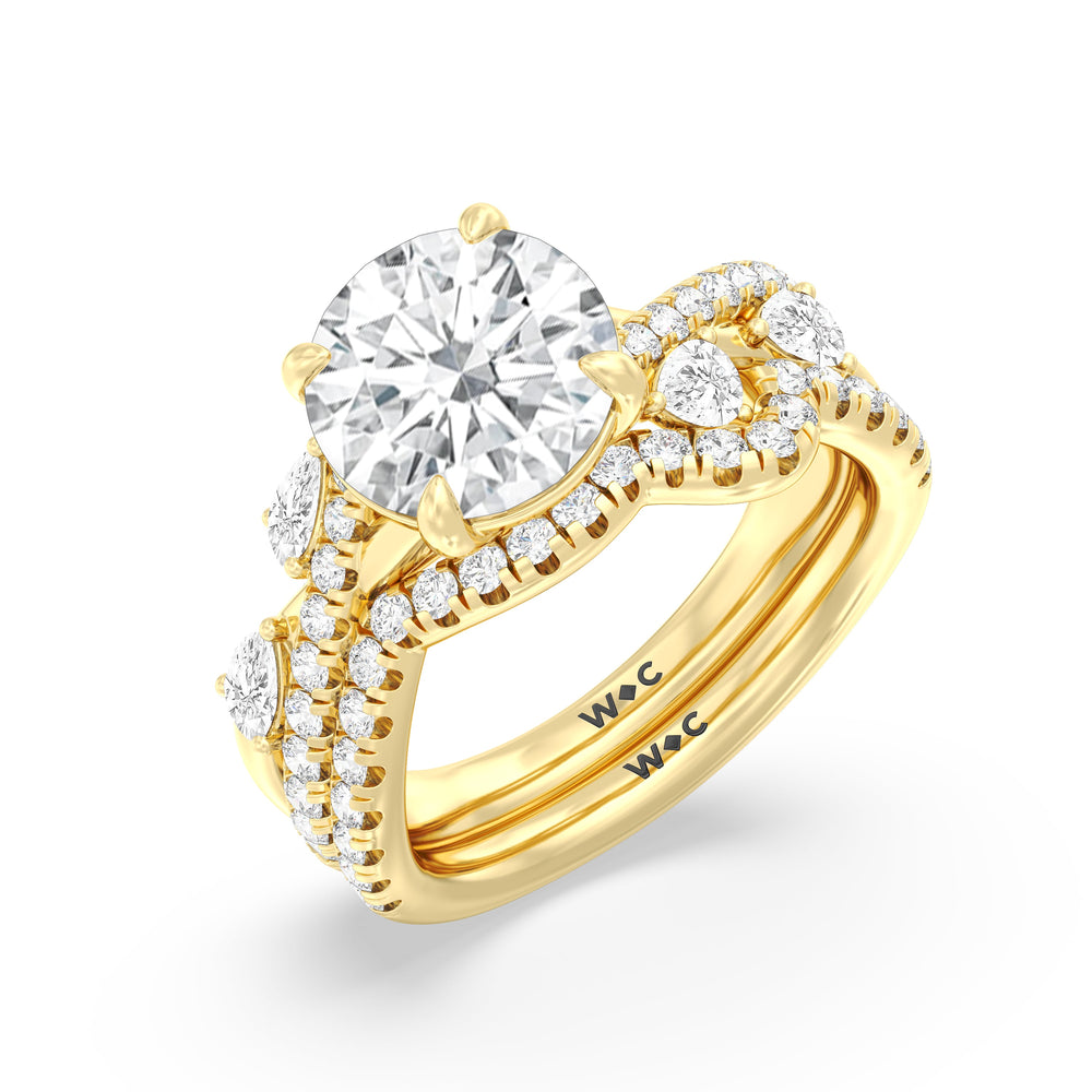 Regal Vine Engagement Ring with Cushion Cut Diamond in 14KT Yellow Gold view 4
