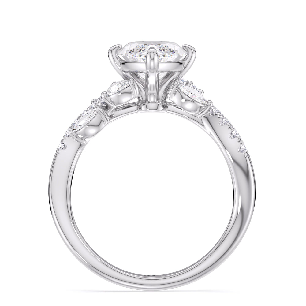 3.02ct Marquise Enchanting Vine Lab Diamond Engagement Ring with 3 5/8 Cut Diamond in 14KT Marquise view 4
