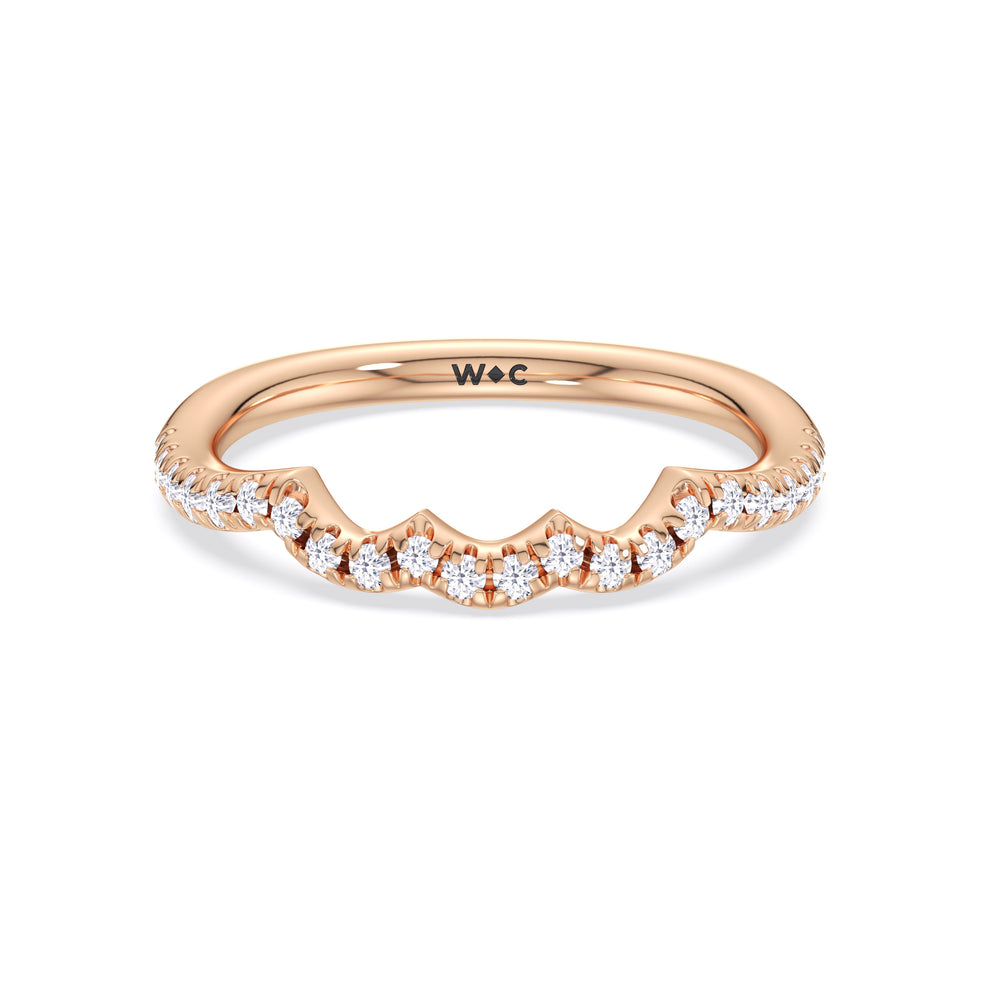Winding Vine Diamond Wedding Band with 18KT Rose Gold Cut Diamond in 14KT Rose Gold view 1
