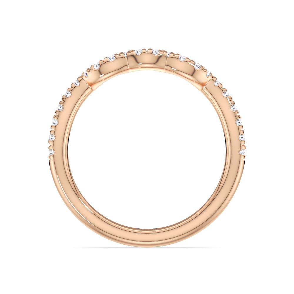 Winding Vine Diamond Wedding Band with 18KT Rose Gold Cut Diamond in 14KT Rose Gold view 2
