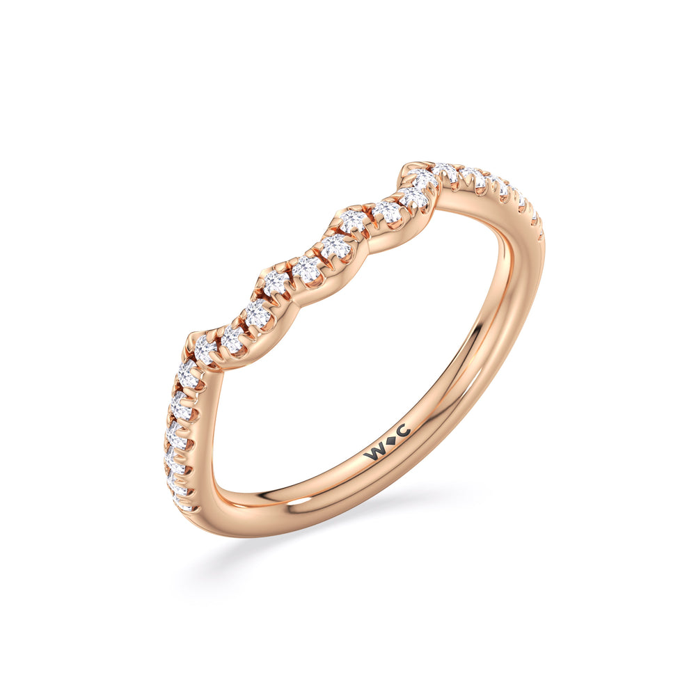 Winding Vine Diamond Wedding Band with 18KT Rose Gold Cut Diamond in 14KT Rose Gold view 4
