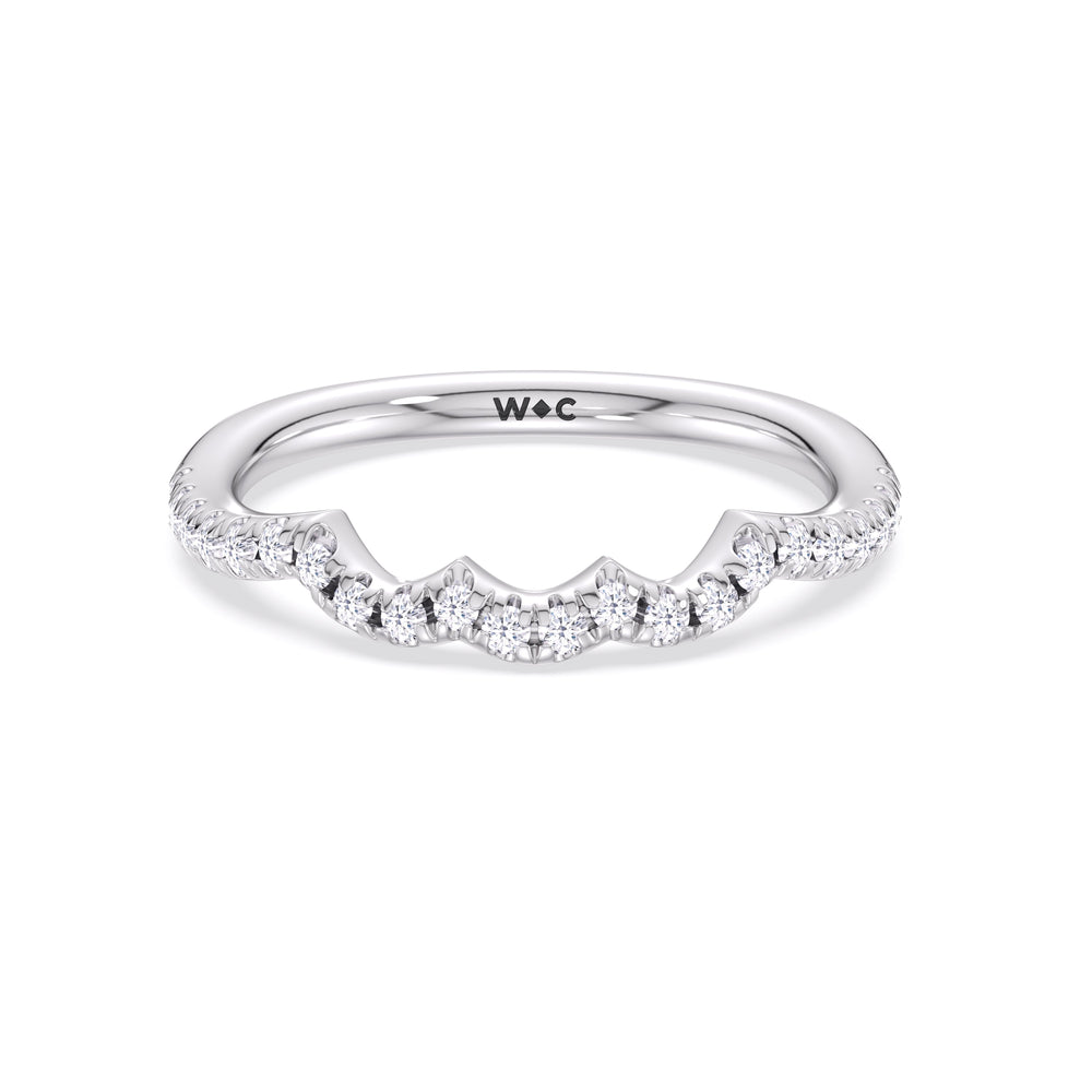 Winding Vine Diamond Wedding Band with Platinum Cut Diamond in 14KT Platinum view 1
