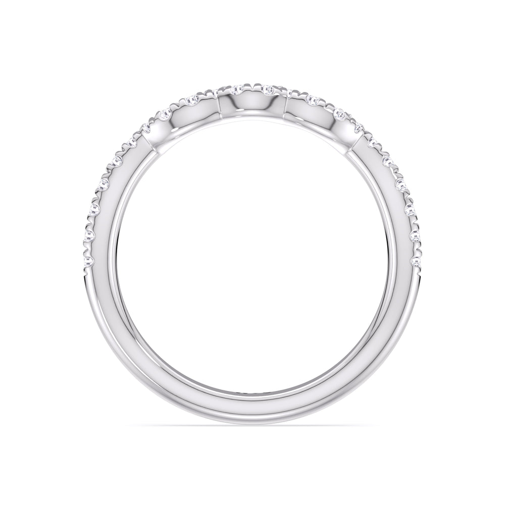 Winding Vine Diamond Wedding Band with Platinum Cut Diamond in 14KT Platinum view 2

