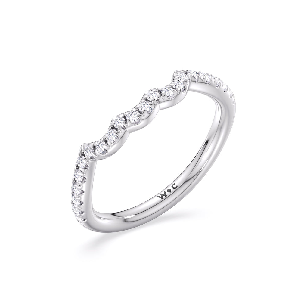 Winding Vine Diamond Wedding Band with Platinum Cut Diamond in 14KT Platinum view 4
