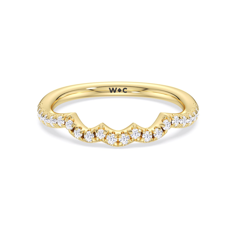 Winding Vine Diamond Wedding Band with 18KT Yellow Gold Cut Diamond in 14KT Yellow Gold view 1
