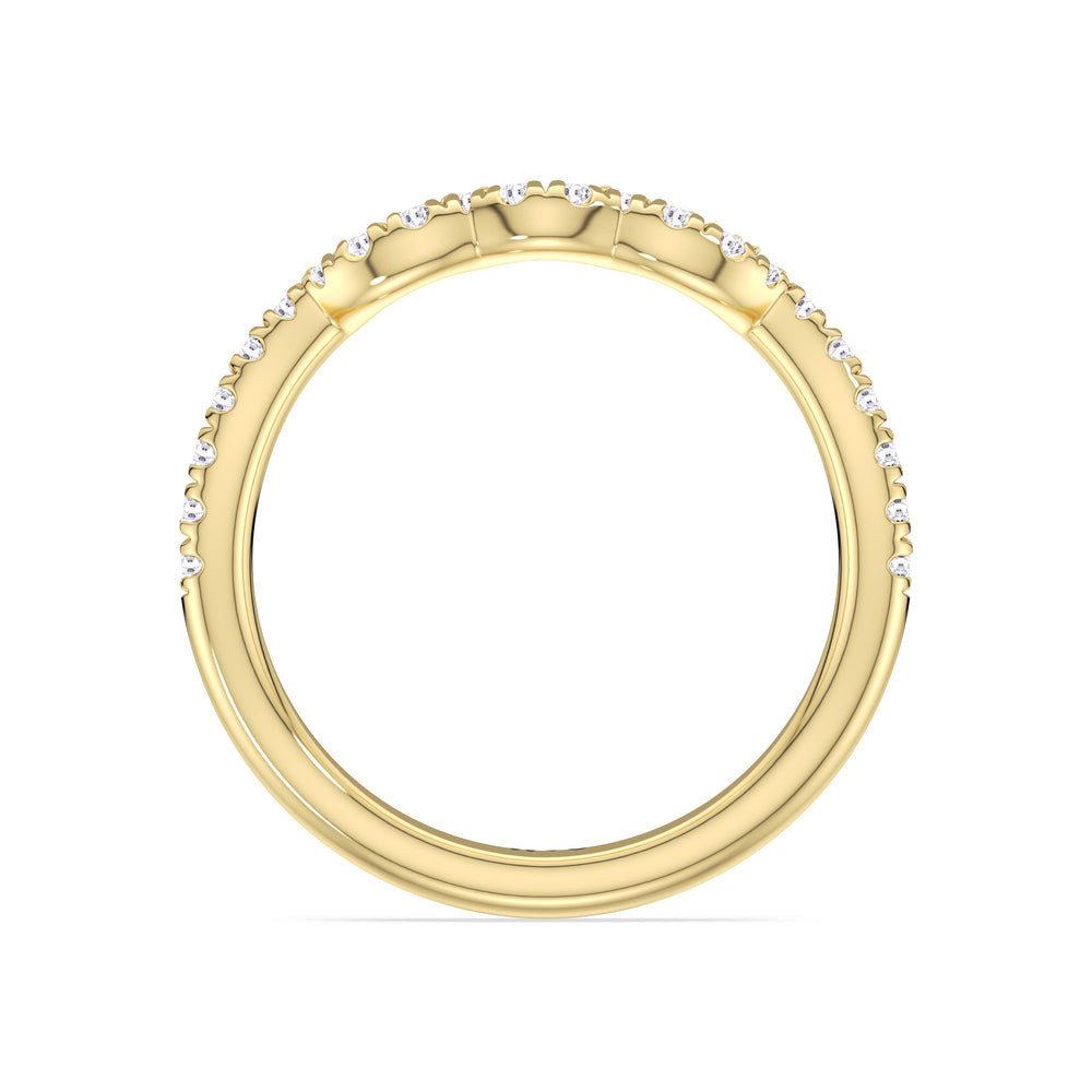 Winding Vine Diamond Wedding Band with 18KT Yellow Gold Cut Diamond in 14KT Yellow Gold view 2
