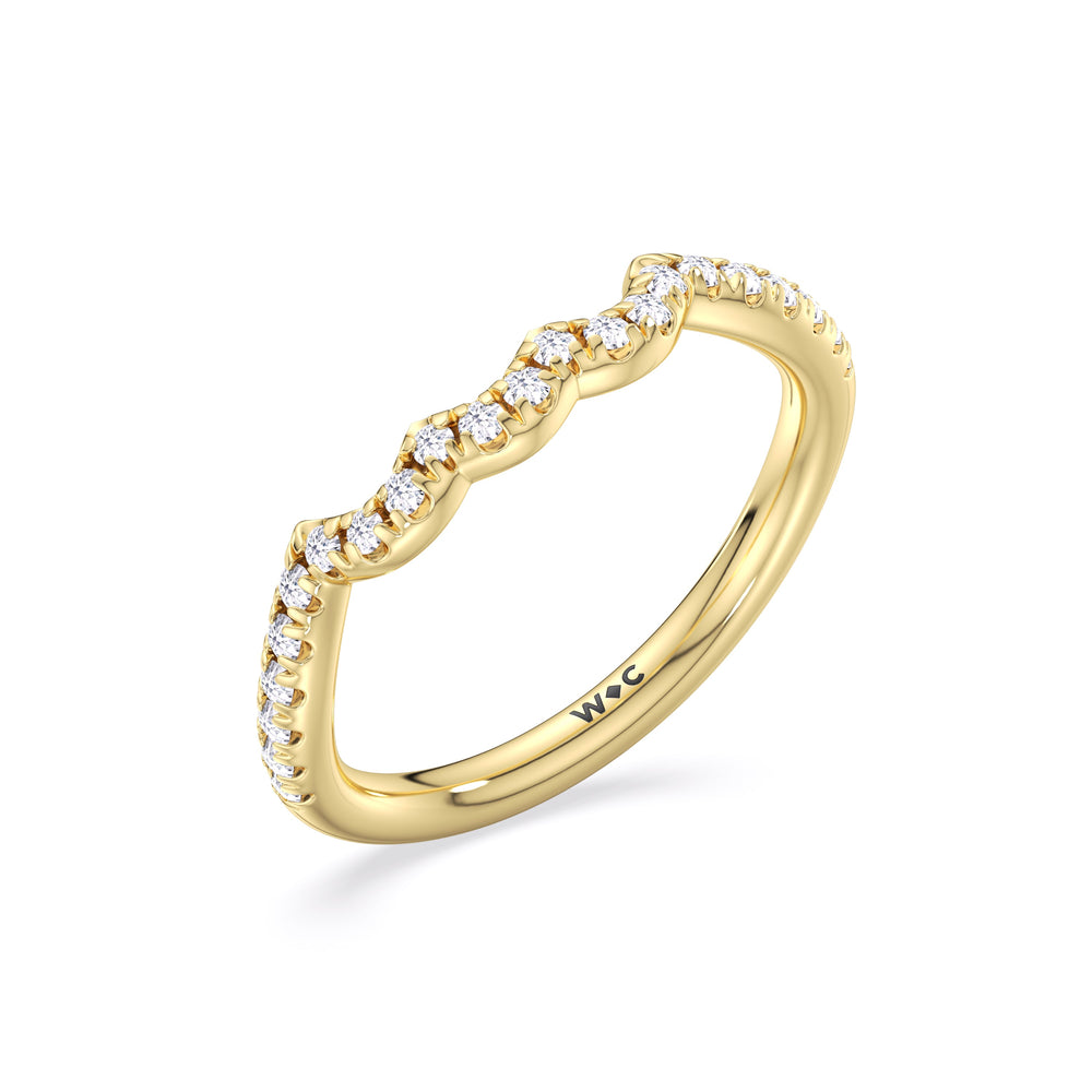 Winding Vine Diamond Wedding Band with 18KT Yellow Gold Cut Diamond in 14KT Yellow Gold view 4
