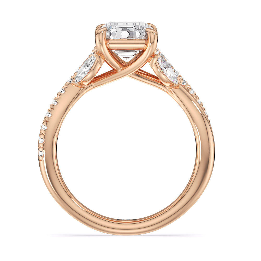 Winding Vine Engagement Ring with Emerald Cut Diamond in 14KT Rose Gold view 4
