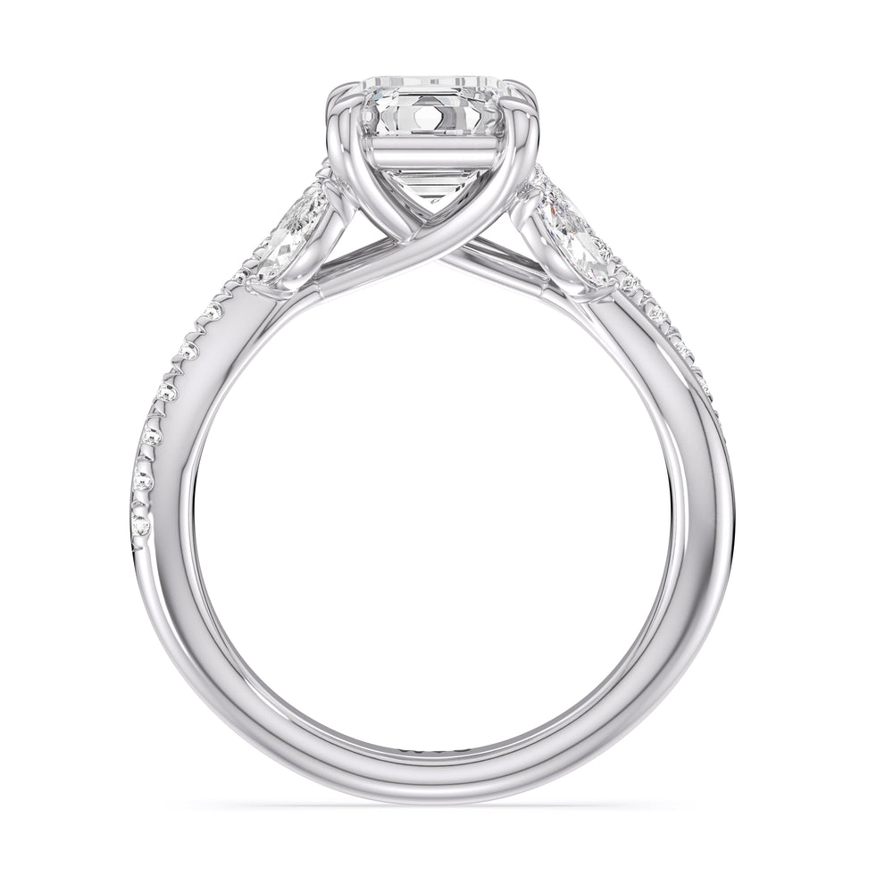 Winding Vine Engagement Ring with Emerald Cut Diamond in 14KT Platinum view 4

