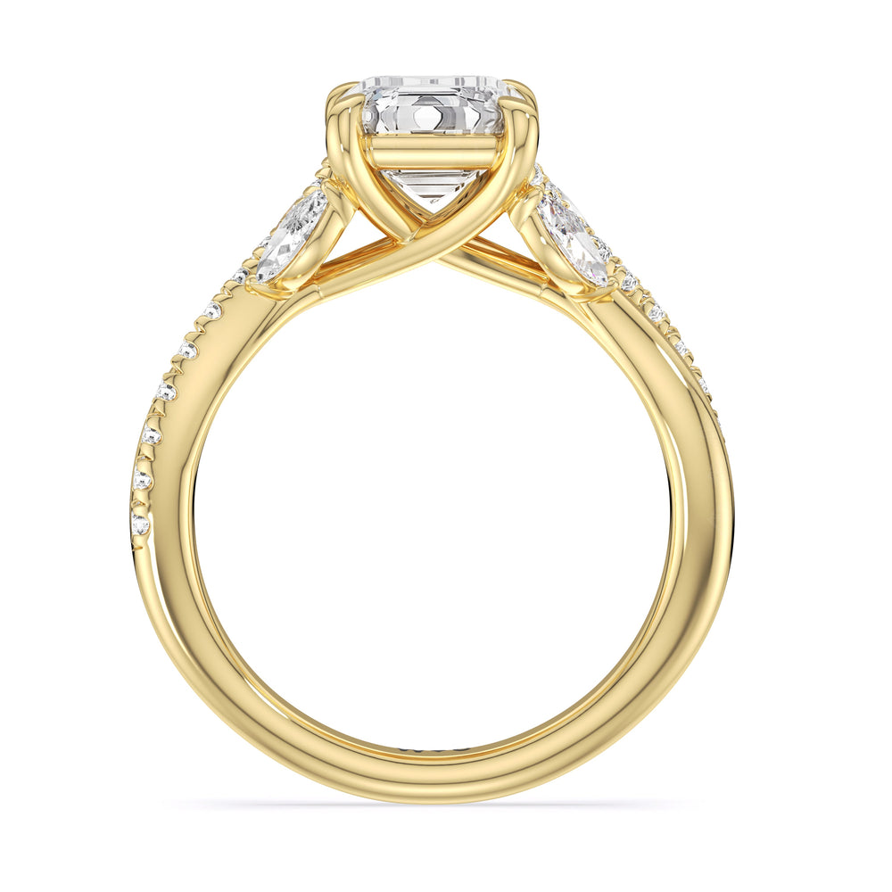Winding Vine Engagement Ring with Emerald Cut Diamond in 14KT Yellow Gold view 4
