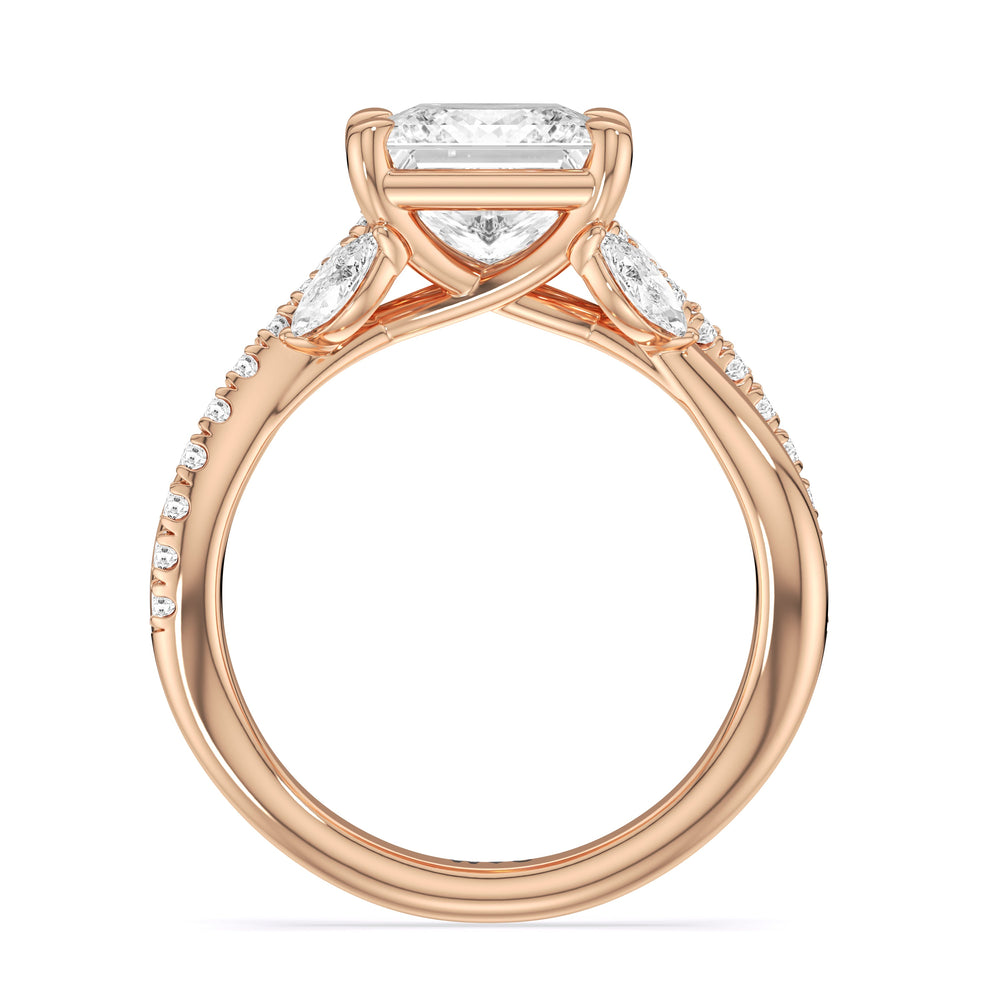 Winding Vine Engagement Ring with Princess Cut Diamond in 14KT Rose Gold view 4
