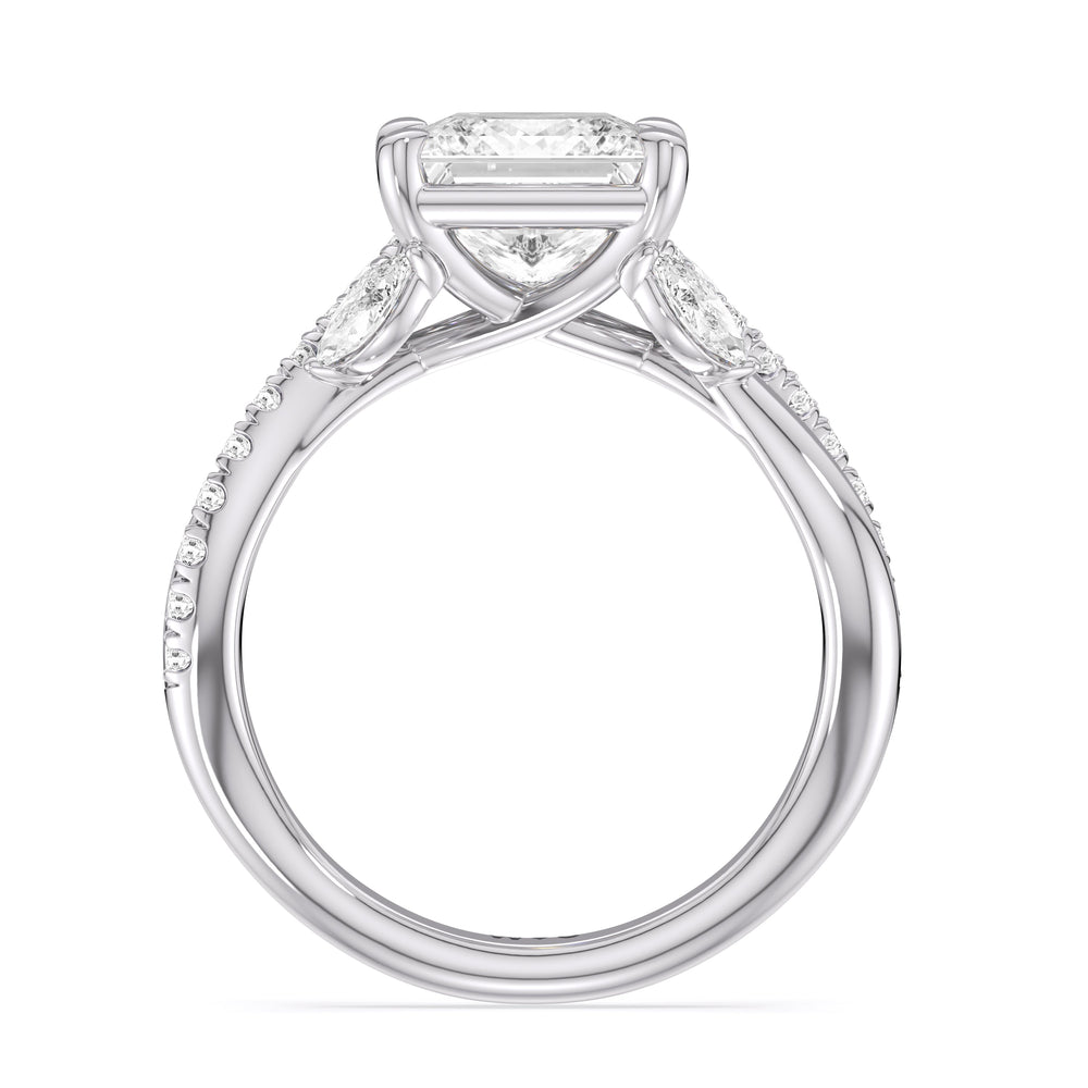 Winding Vine Engagement Ring with Princess Cut Diamond in 14KT Platinum view 4
