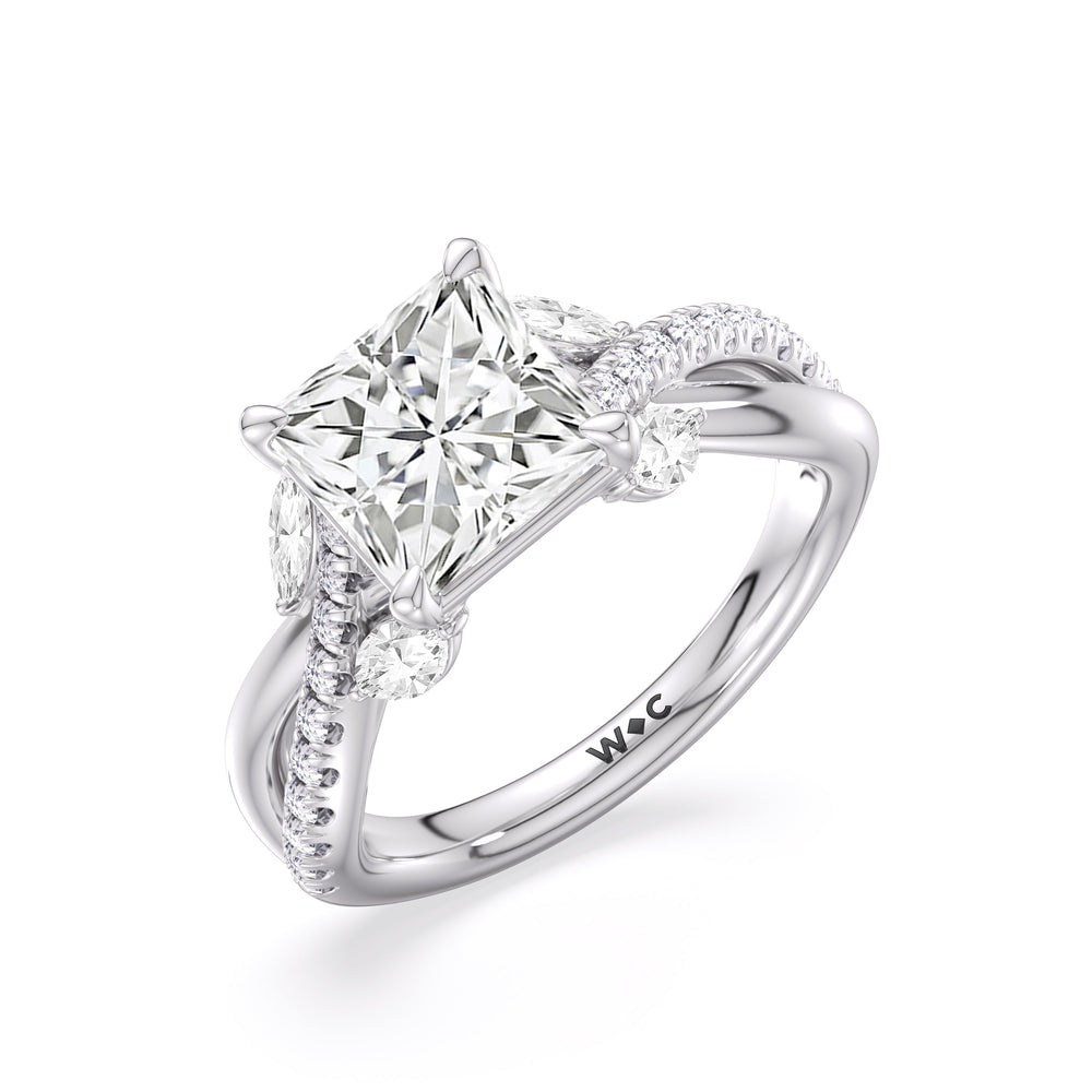 Winding Vine Engagement Ring with Princess Cut Diamond in 14KT Platinum view 5
