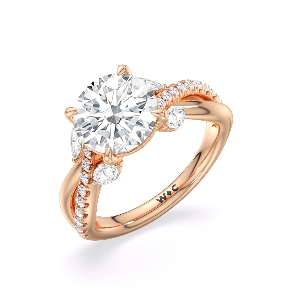 Winding Vine Engagement Ring with Round Cut Diamond in 14KT Rose Gold view 5
