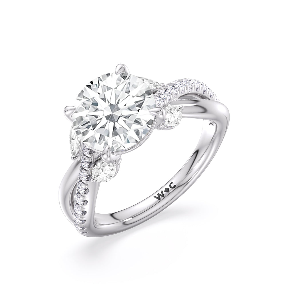 Winding Vine Engagement Ring with Round Cut Diamond in 14KT Platinum view 5
