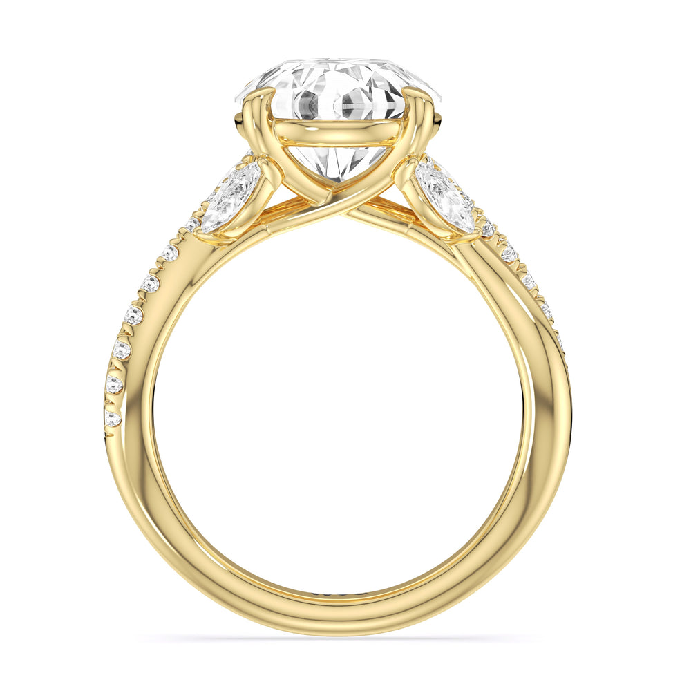 Winding Vine Engagement Ring with Round Cut Diamond in 14KT Yellow Gold view 4
