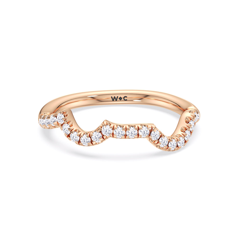 Vintage Vine Diamond Wedding Band with 18KT Rose Gold Cut Diamond in 14KT Rose Gold view 1
