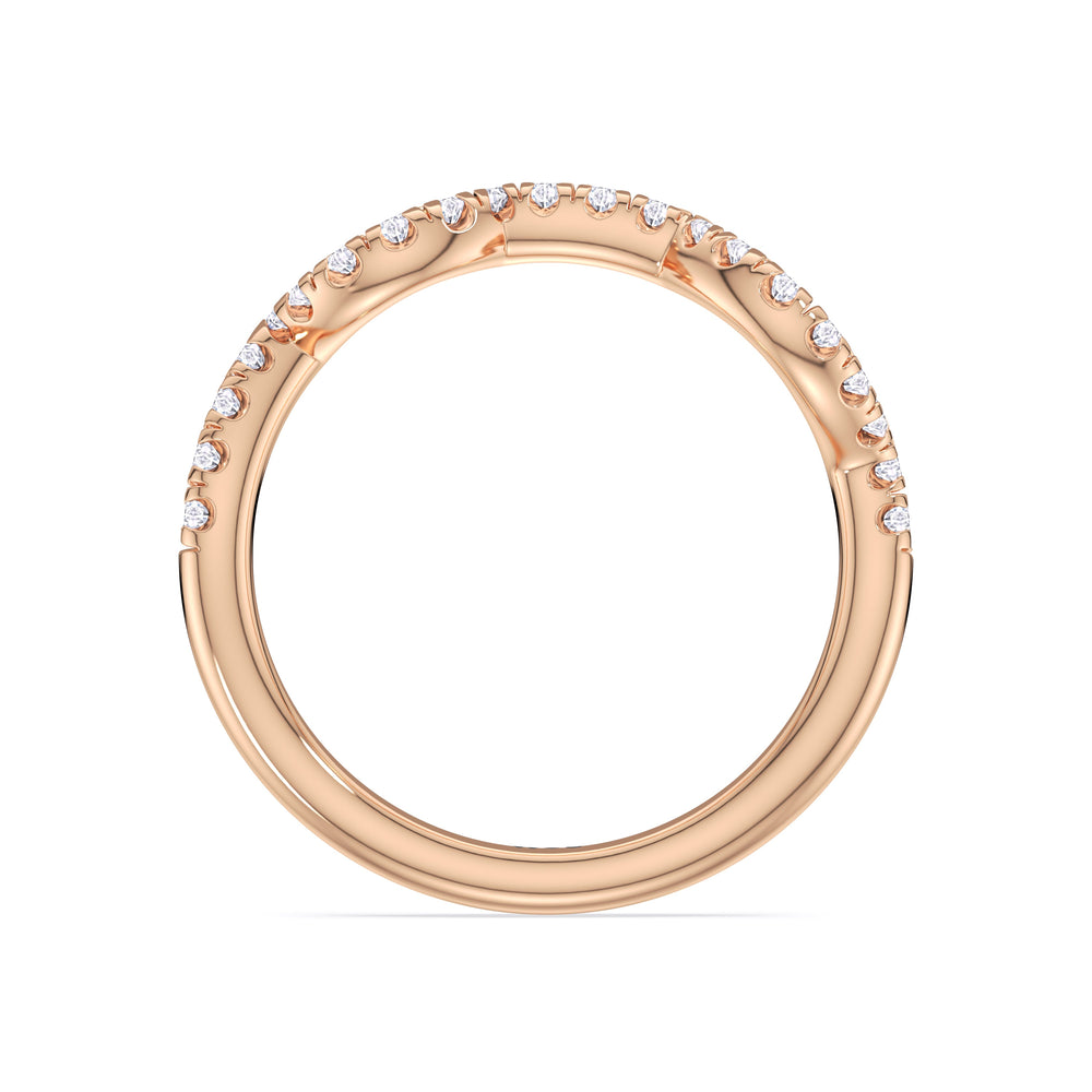 Vintage Vine Diamond Wedding Band with 18KT Rose Gold Cut Diamond in 14KT Rose Gold view 2
