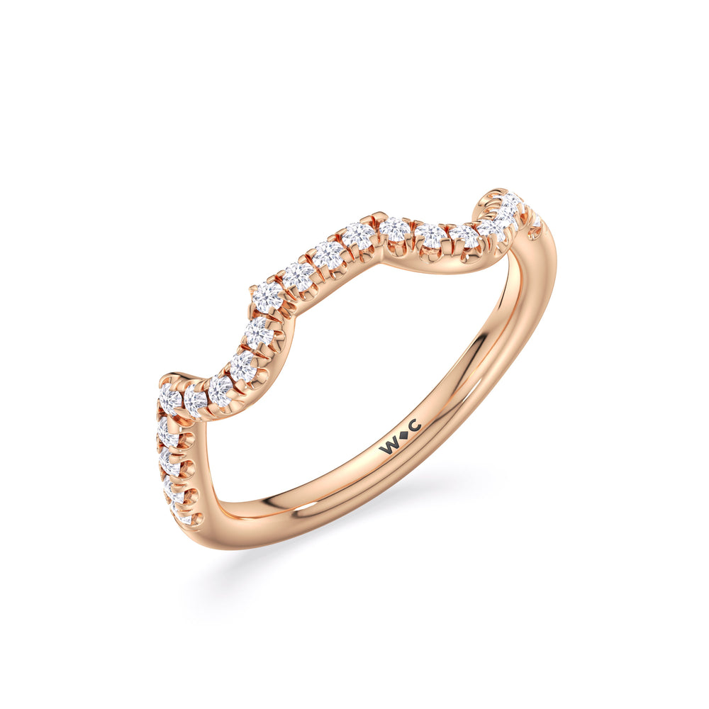 Vintage Vine Diamond Wedding Band with 18KT Rose Gold Cut Diamond in 14KT Rose Gold view 4
