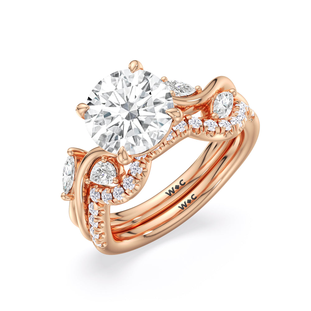 Vintage Vine Engagement Ring with Round Cut Diamond in 14KT Rose Gold view 4
