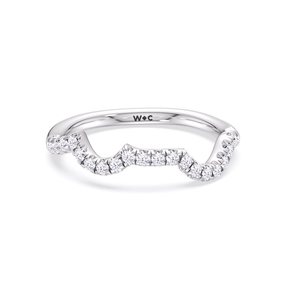 Vintage Vine Diamond Wedding Band with Platinum Cut Diamond in 14KT Platinum view 1
