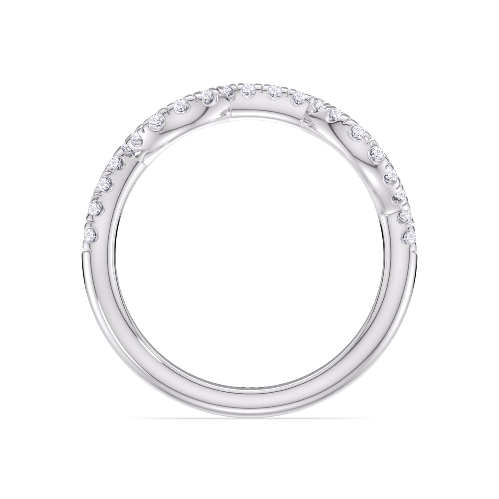 Vintage Vine Diamond Wedding Band with Platinum Cut Diamond in 14KT Platinum view 2

