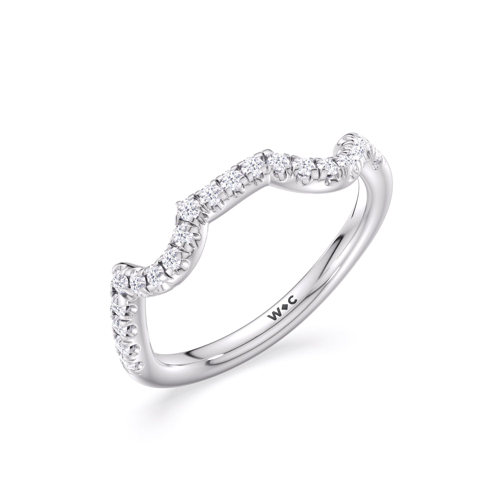 Vintage Vine Diamond Wedding Band with Platinum Cut Diamond in 14KT Platinum view 4

