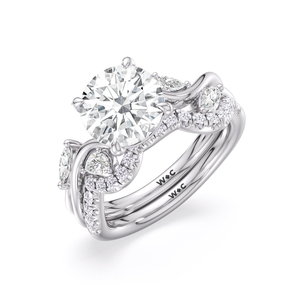 Vintage Vine Engagement Ring with Round Cut Diamond in 14KT Platinum view 4
