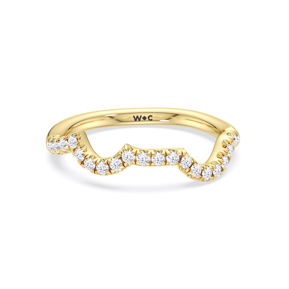 Vintage Vine Diamond Wedding Band with 18KT Yellow Gold Cut Diamond in 14KT Yellow Gold view 1
