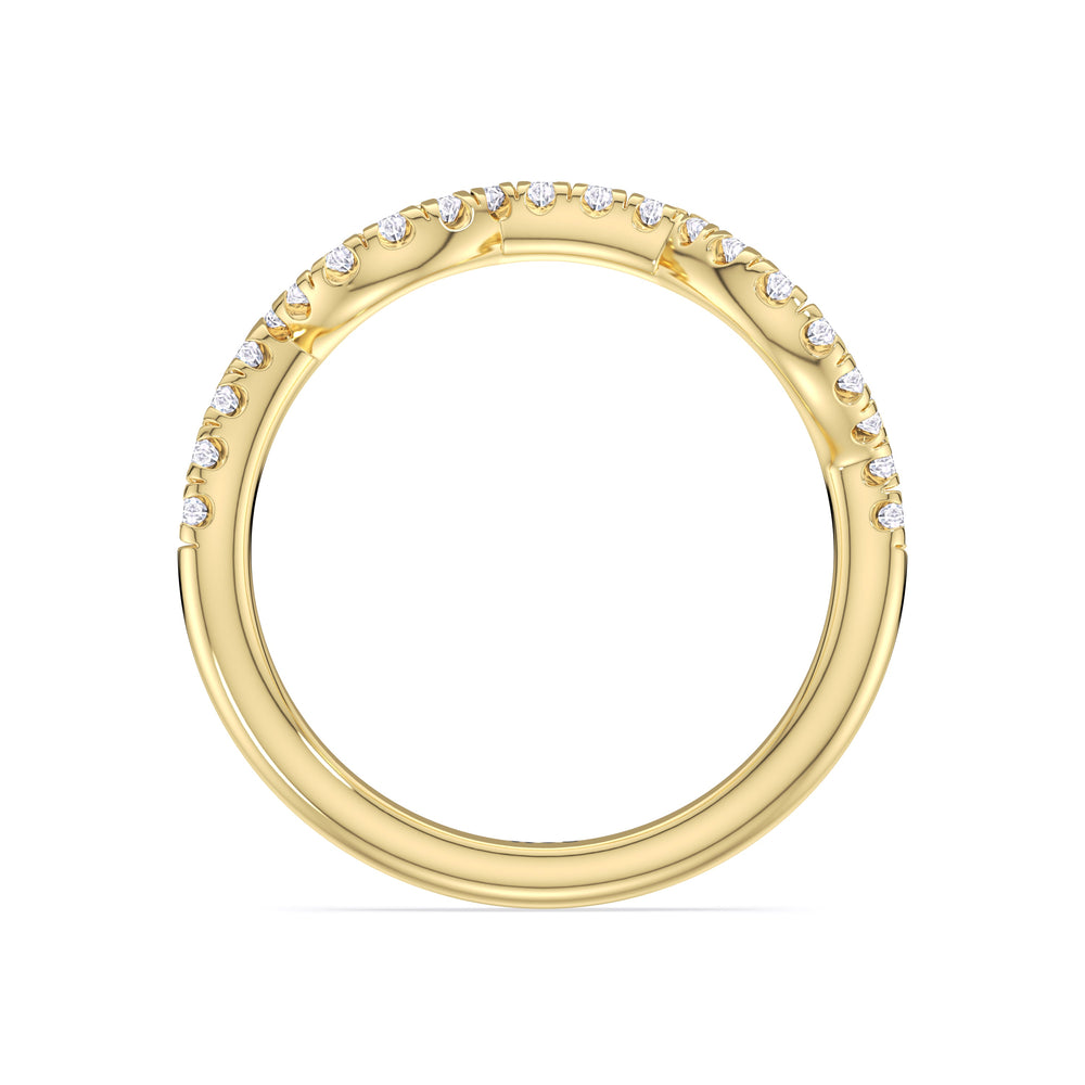Vintage Vine Diamond Wedding Band with 18KT Yellow Gold Cut Diamond in 14KT Yellow Gold view 2

