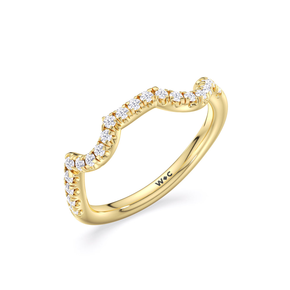 Vintage Vine Diamond Wedding Band with 18KT Yellow Gold Cut Diamond in 14KT Yellow Gold view 4
